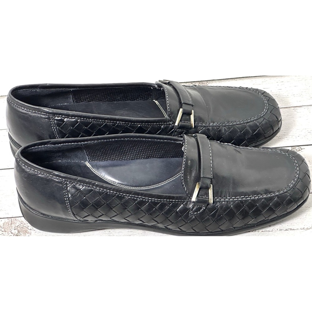 Sesto Meucci Black Woven Loafers Italian Woven Loafers With Bucket Size 9M - Picture 5 of 16